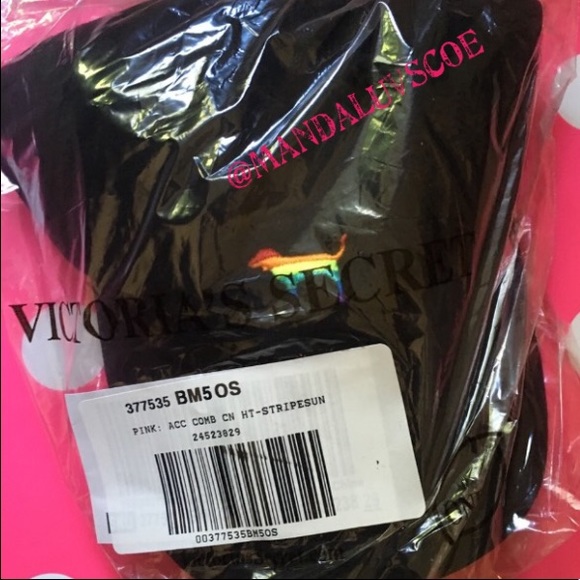 NEW💕VS PINK 🌈RAINBOW DOG BLACK PRIDE HAT - Picture 4 of 4